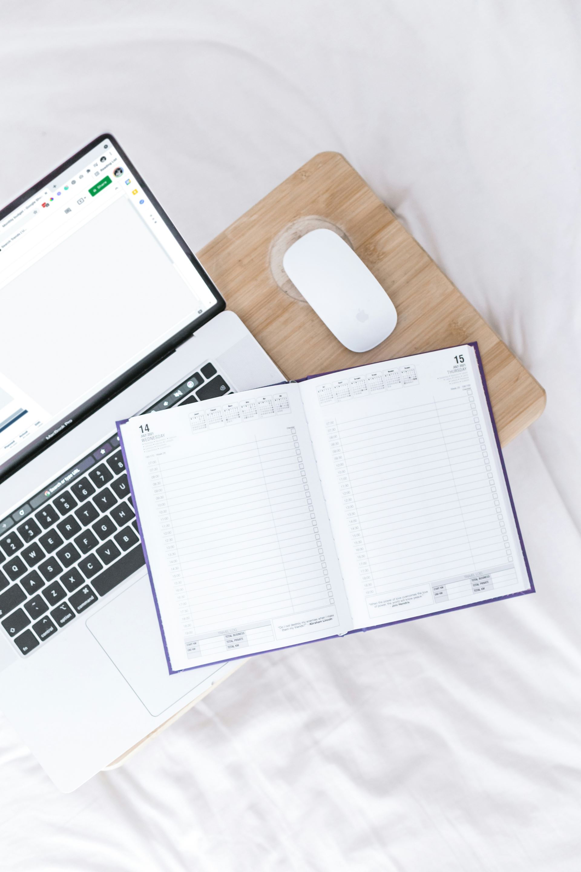 Appointment book on a laptop